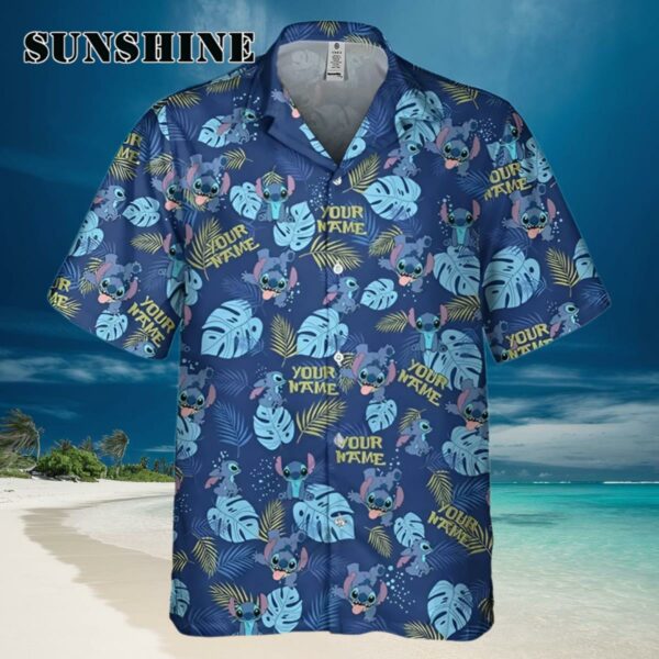 Personalized Stitch Happy Floral Summer Blue Disney Hawaii Shirt Hawaiian Hawaiian