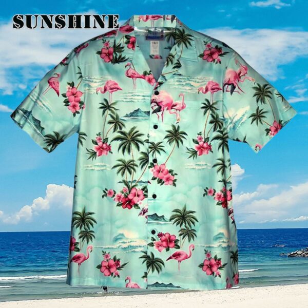 RJC Mens Pink Flamingo Hibiscus Hawaiian Shirt Aloha Shirt Aloha Shirt