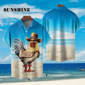 Rooster Cowboy Chest Pocket Hawaiian Shirt Aloha Shirt Aloha Shirt