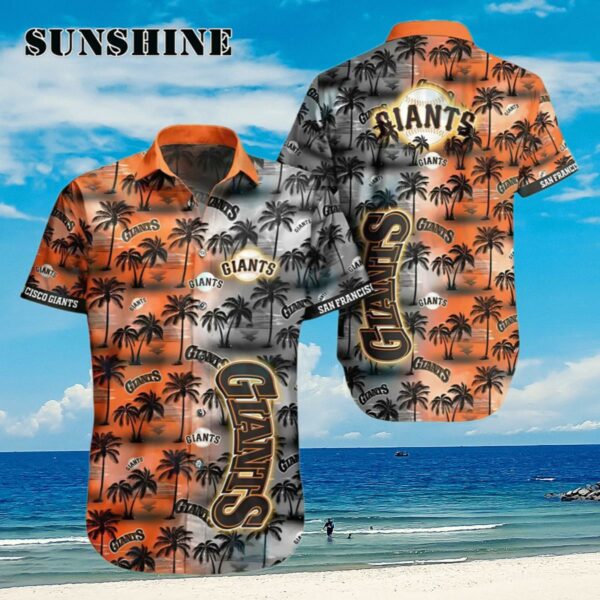 SF Giants Hawaiian Shirt Sunset Dark Coconut Tree San Francisco Giants Gift Aloha Shirt Aloha Shirt
