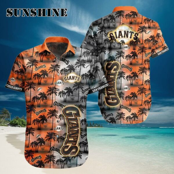 SF Giants Hawaiian Shirt Sunset Dark Coconut Tree San Francisco Giants Gift Hawaiian Hawaiian