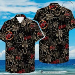 Slayer Rock Band Music Alien Face Hawaiian Shirt Aloha Shirt Aloha Shirt