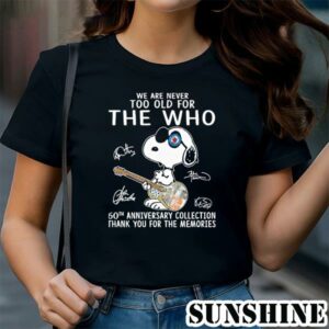 Snoopy Lynyrd Skynyrd We Are Never Too Old For 60th Anniversary Collection Signatures Shirt 1 TShirt