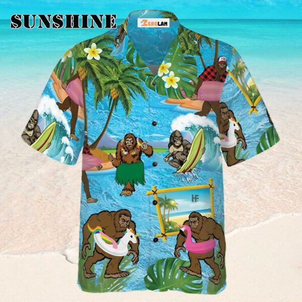 Tropical Aloha Wave Surfing Beach Bigfoot Hawaiian Shirt Hawaaian Shirt Hawaaian Shirt