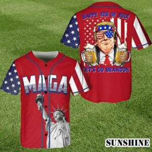 Trump Beer Maga Happy 4th Of July Lets Go Brandon Baseball Jersey 1 1