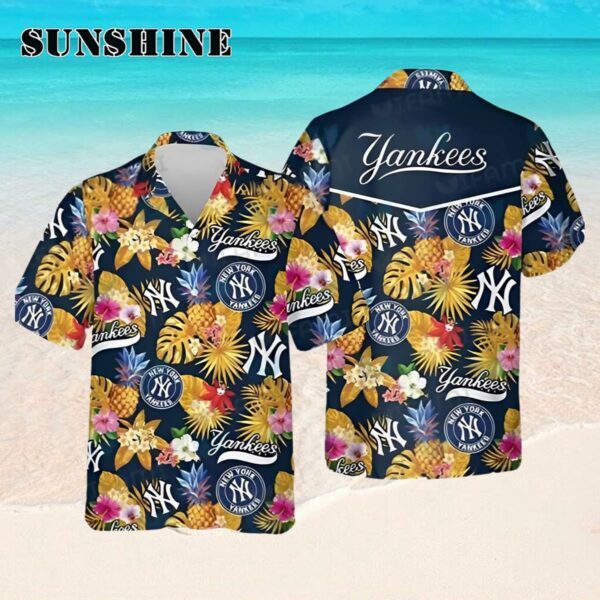 Yankees Hawaiian Shirt Pineapple Tropical Flower New York Yankees Gift Hawaaian Shirt Hawaaian Shirt 1