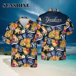 Yankees Hawaiian Shirt Pineapple Tropical Flower New York Yankees Gift Hawaiian Hawaiian 1