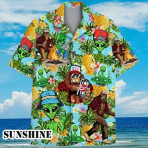 Bigfoot and Alien Hawaiian Shirt for Men Women Aloha Shirt Aloha Shirt