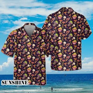 DnD Hawaiian Shirt Trippy Mushroom Pattern Dice Colorful Pattern Aloha Shirt Aloha Shirt