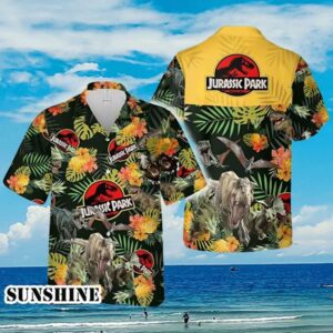 Jurassic Park Dinosaur And Tropical Floral Hawaiian Shirt Aloha Shirt Aloha Shirt