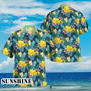Pikachu Pokemon Hawaiian Shirt Tropical Palm Leaves Beach Gift Aloha Shirt Aloha Shirt