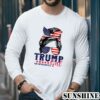 Trump Girl No Apologies Messy Bun Trump 2024 American Flag Shirt 5 Long Sleeve