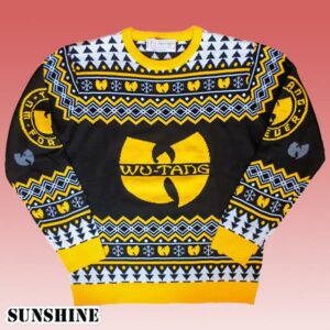 Wu Tang Clan Logo Snowflakes Yellow Black White Ugly Christmas Sweater 1 1