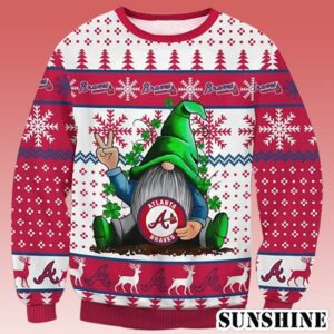 Atlanta Braves Gnome Snowflake Pattern Christmas Gift Ugly Christmas Sweater 1 1