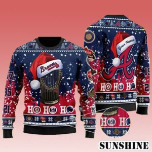 Funny Atlanta Braves 2021 World Series Champions Ho Ugly Christmas Sweater 1 1