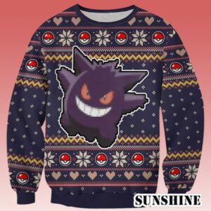 Gengar Ugly Pokemon Christmas Sweater Knitted 1 1