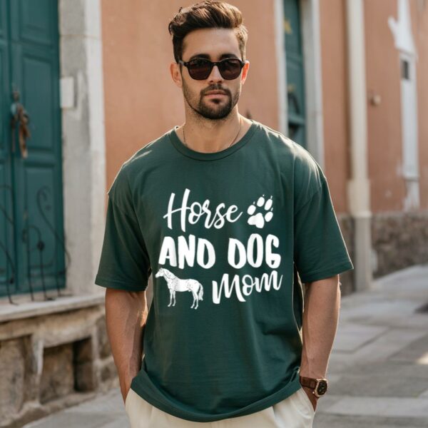 Horse and Dog Mom T Shirt Dog Paw Animal Lover Shirt 3 Forest Green Men