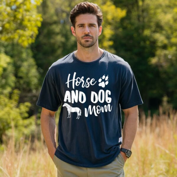 Horse and Dog Mom T Shirt Dog Paw Animal Lover Shirt 5 Navy Mens