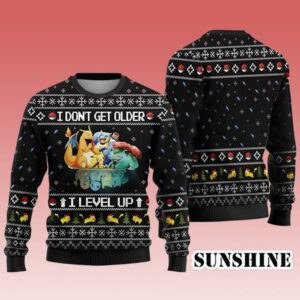 I Dont Get Older I Level Up Pokemon Ugly Christmas Sweater 1 1