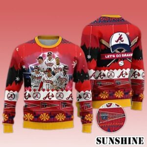 Lets Go Braves Atlanta Braves WinCraft 2021 World Series Champions Ugly Christmas Sweater 1 1