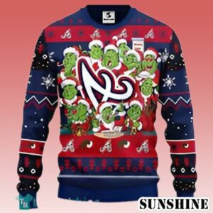 MLB Atlanta Braves Cute 12 Grinch Face Xmas Day Ugly Christmas Sweater 1 1