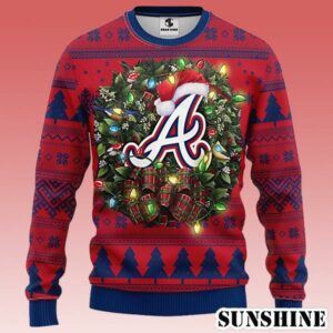 MLB Sport Fans Atlanta Braves With Santa Hat Cute Gift Ugly Christmas Sweater 1 1