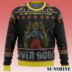 Mery Christmas All I Want For Christmas Is To Reach Dragon Ball Z Ugly Christmas Sweater Xmas Over 9000 1 1