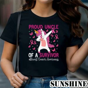 Proud Uncle Of A Survivor Breast Cancer Awareness Unicorn Shirt 1 TShirt