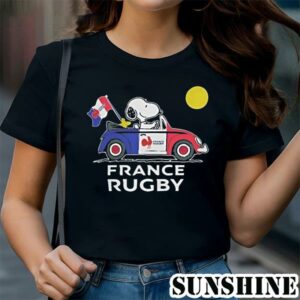 Snoopy And Woodstock Drives Car France Rugby Flag Shirt 1 TShirt