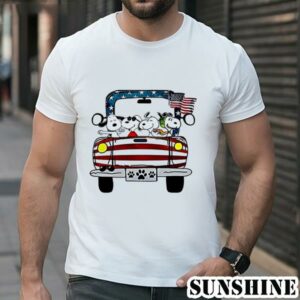 Snoopy Driving Jeep American Flag Shirt 1 TShirt