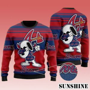 Snoopy Love Atlanta Braves For Baseball MLB Fans Ugly Christmas Sweater 1 1