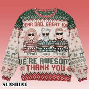 Thank You Dad Custom Name Ugly Christmas Sweater 1 1