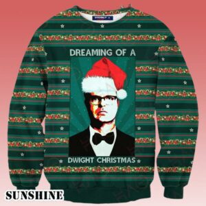 The Office Christmas Sweater Dreaming Of A Dwight Christmas Green Ugly Sweater 1 1