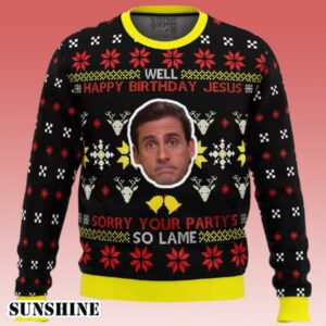 Well Happy Birthday Jesus The Office Ugly Christmas Sweater 1 1