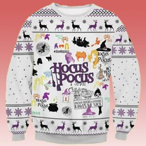 White Make Me Sick Hocus Pocus Ugly Christmas Sweater 1 1