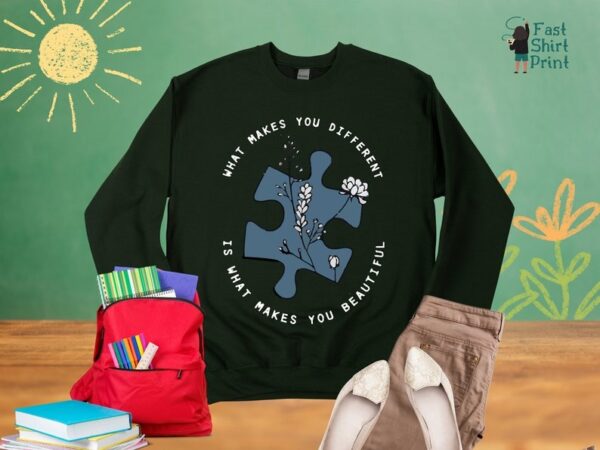 Autism Awareness Sweatshirt What Makes You Different Is What Makes You Beautiful Tee Autism Teacher ShirtAutism Awareness GiftAutism Tee2