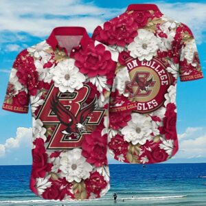 Boston College Eagles Floral All Over Printed Summer Outfit Hawaii Shirt Aloha Shirt Aloha Shirt