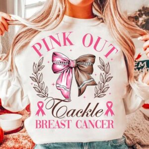 Breast Cancer Football Pink Out Shirt Breast Cancer Shirt Pink ribbon Coquette Bow Shirt 1