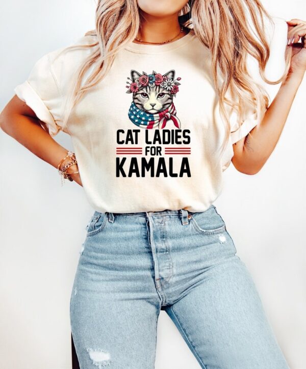 Cat Ladies For Kamala Shirt Cat Lady Shirt Kamala Harris Cat Shirt Democrats Election 2024 Election shirt for Cat LadiesPolitical Shirt 1