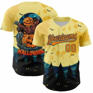 Custom Light Yellow Bay Orange US Navy Blue Halloween Authentic Baseball Jersey Custom Halloween Baseball Jersey Gift Team Jerseys 1