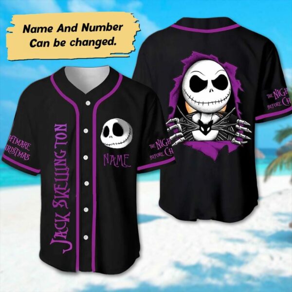 Custom Nightmare Before Christmas Baseball Jersey Jack Skellington Jersey Shirt Halloween Jersey Shirt Trick or Treat Horror Party Shirt 1