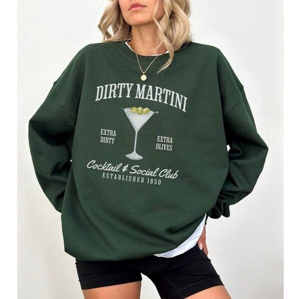 Dirty Martini Sweatshirt Retro Cocktail and Social Club Sweatshirt Girls Club Crewneck Signature Cocktail Sweatshirt Funny Drinking Shirt 1