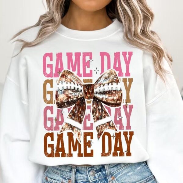 Game Day Coquette Football Shirt Football Bow Shirt Football Mom Shirt Football Shirt Game Day Shirt 5