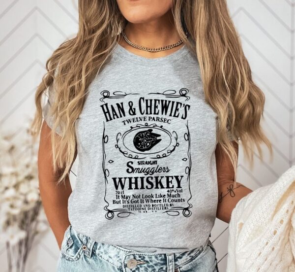 Graphic StarR Wars HanChewies Twelve Parsec Whiskey ShirtStraight Smuggler Whiskey Shirt Whiskey Shirt 5