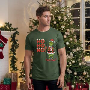 Grinch Stood with Ho Ho No Funny Christmas T Shirt Holiday Grinch Graphic Tee Xmas Humor Shirt Grinch Gift Idea 1