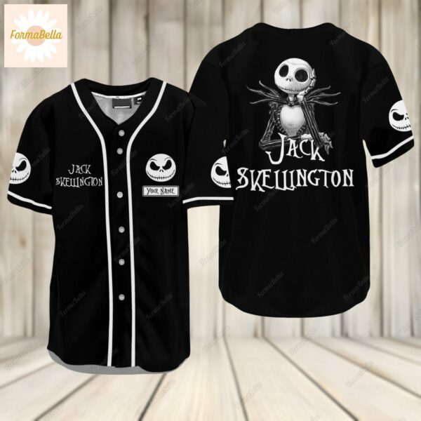 Halloween Jack Skellington Baseball Jersey Custom Name Nightmare Before Jersey Shirt Jack And Sally Horror Movie Kid Adult Jersey 1