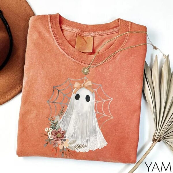 Halloween Lace Ghost Shirt Spooky Coquette Shirt Girly Ghost Lacey Ghost Shirt 3