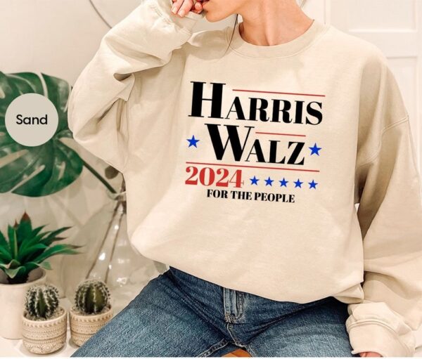 Harris Walz 2024 Sweatshirt Harris Walz Hoodie Vote Blue Democrat Hooded Liberal Feminist Sweaters Kamala Rally Tees 2