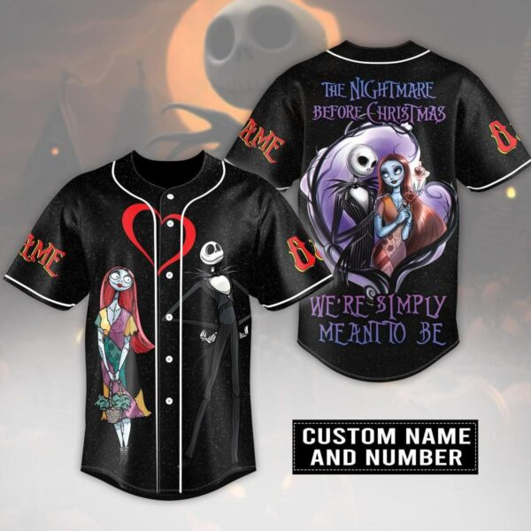 Jack Skellington Baseball Jersey Custom Jack And Sally Baseball Jersey Disney Couple Shirt Nightmare Chrismas Shirt Treat Or Trick 1