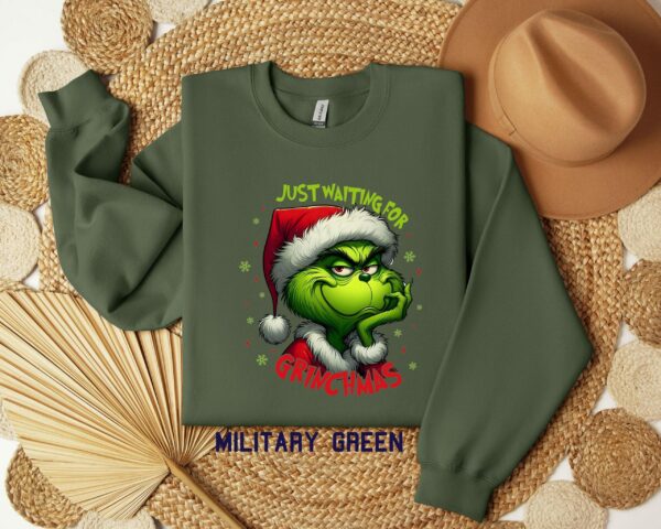 Just Waiting for Grinch Sweatshirt Grinch Shirt Christmas Grinch Sweatshirt Christmas Sweatshirt Christmas Shirt Merry Christmas Shirt 1